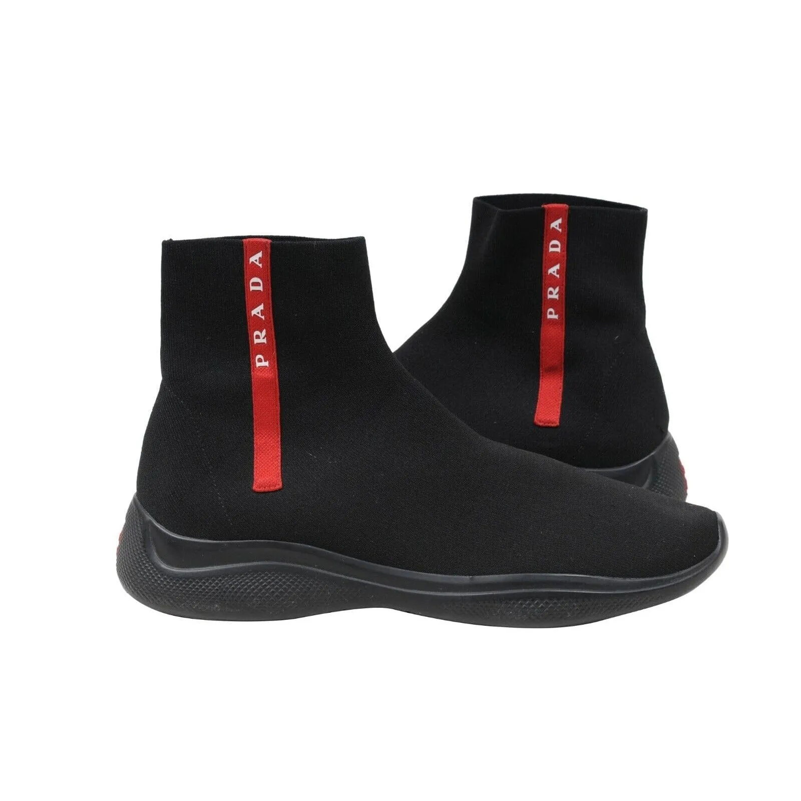 Sock Sneakers US 10 UK 9 Black Red High Top Stretch Knit Trainers
