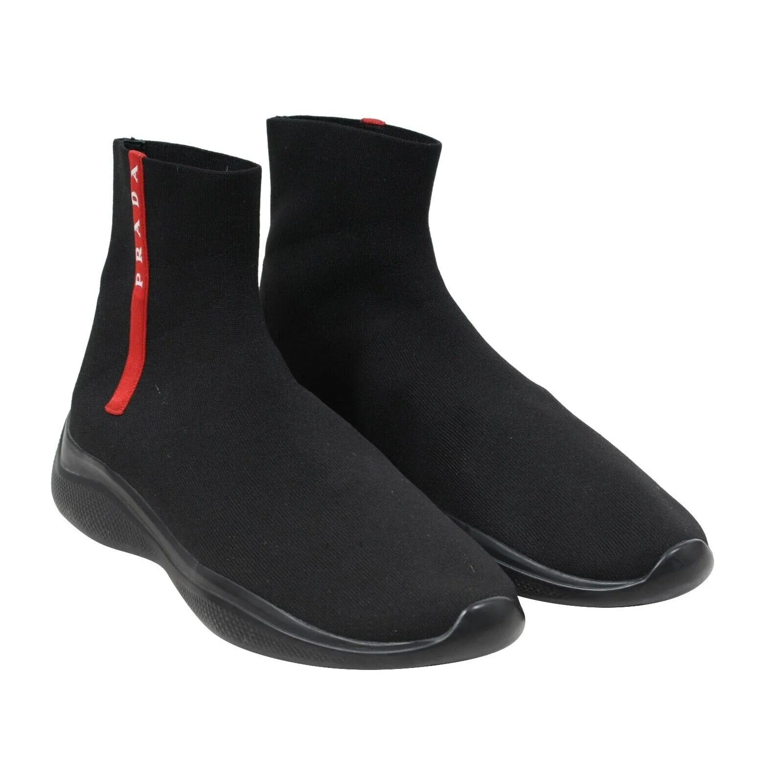Sock Sneakers US 10 UK 9 Black Red High Top Stretch Knit Trainers
