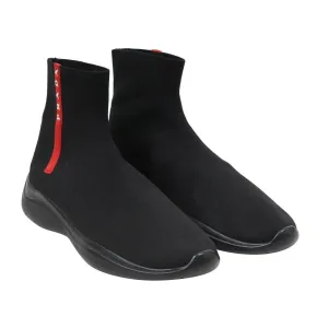 Sock Sneakers US 10 UK 9 Black Red High Top Stretch Knit Trainers