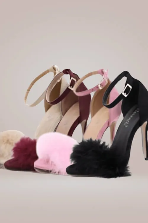 Stiletto High Heel Sandals With Fluffy Fur