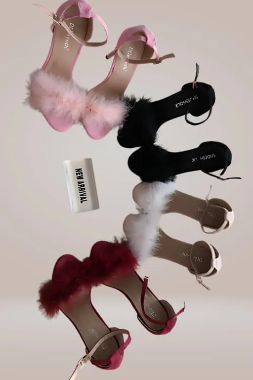 Stiletto High Heel Sandals With Fluffy Fur