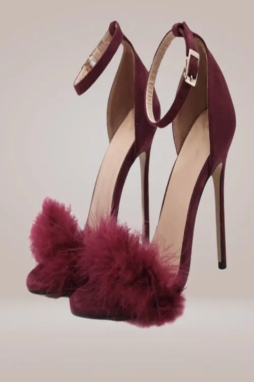 Stiletto High Heel Sandals With Fluffy Fur