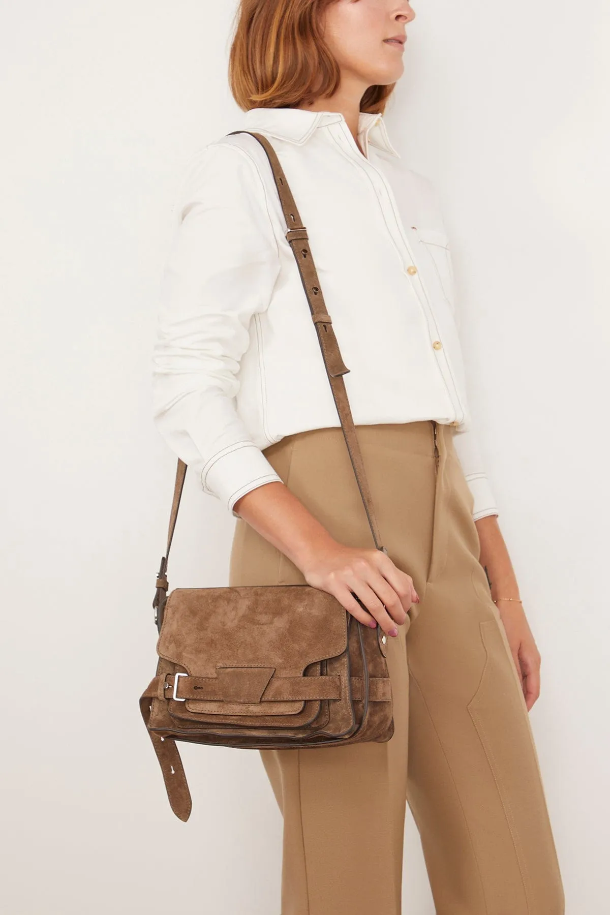Suede Beacon Saddle Bag in Teak