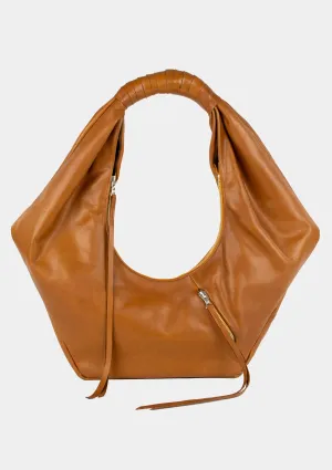 SULLIVAN LEATHER HOBO SHOULDER BAG IN COGNAC