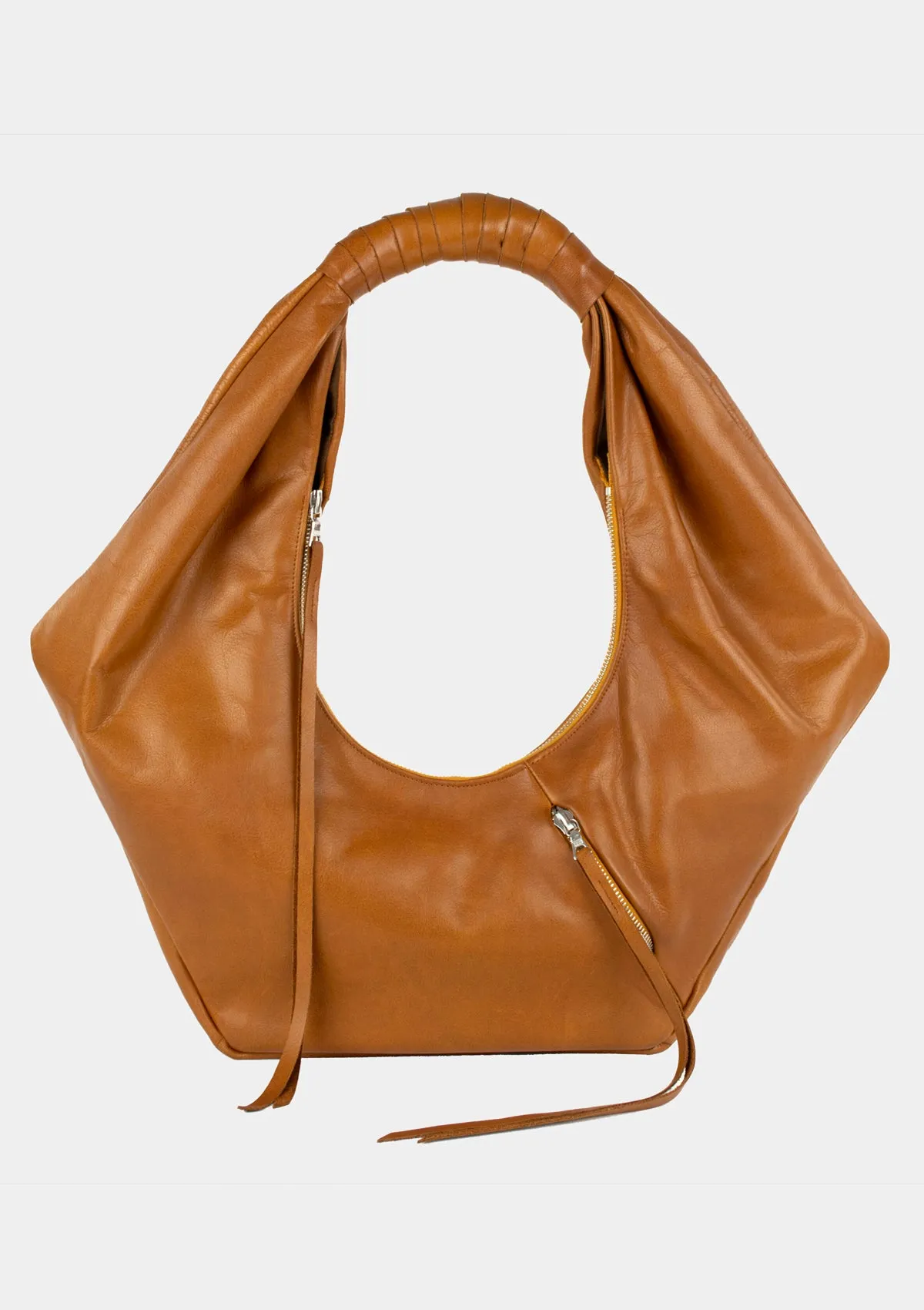 SULLIVAN LEATHER HOBO SHOULDER BAG IN COGNAC