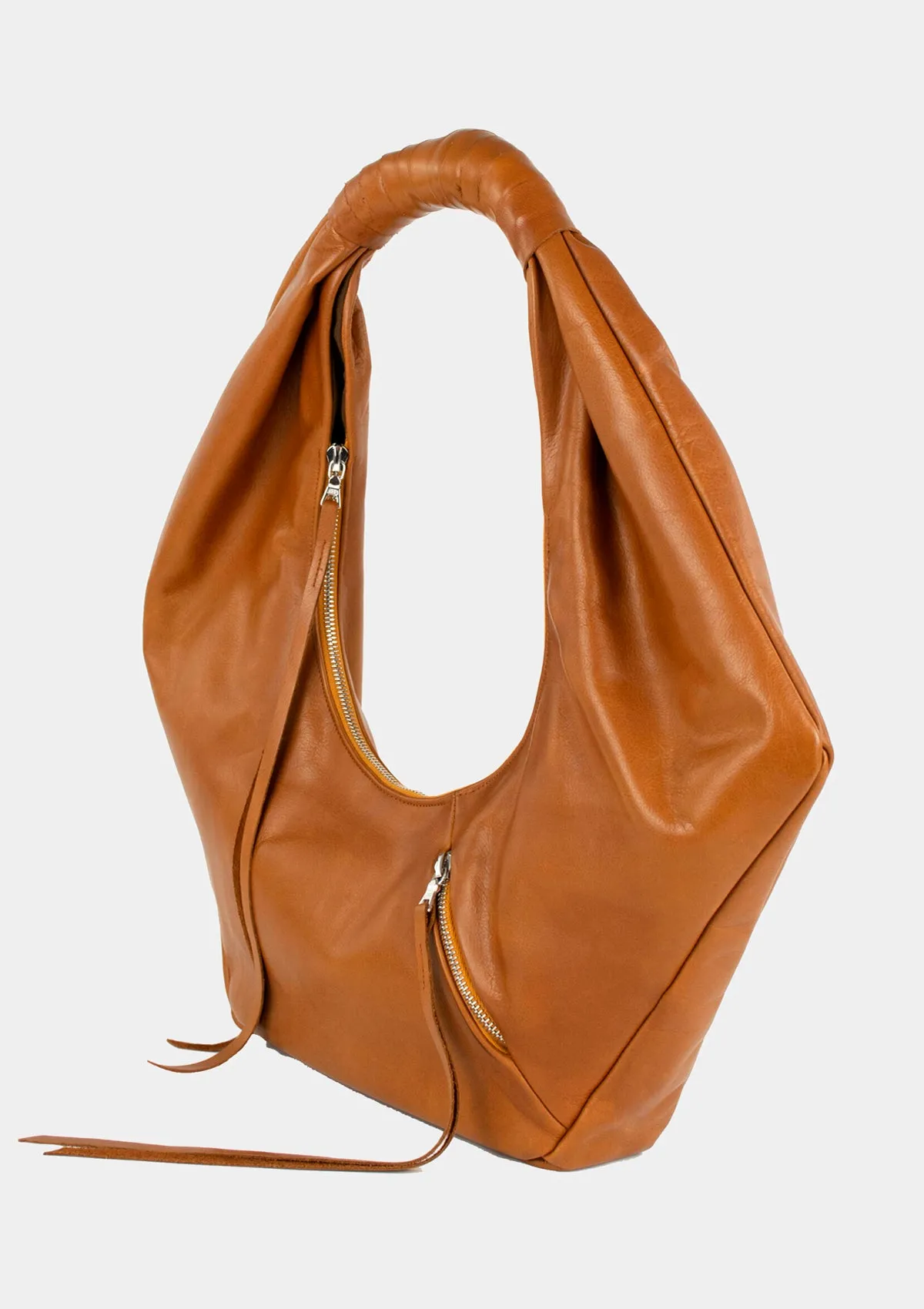 SULLIVAN LEATHER HOBO SHOULDER BAG IN COGNAC