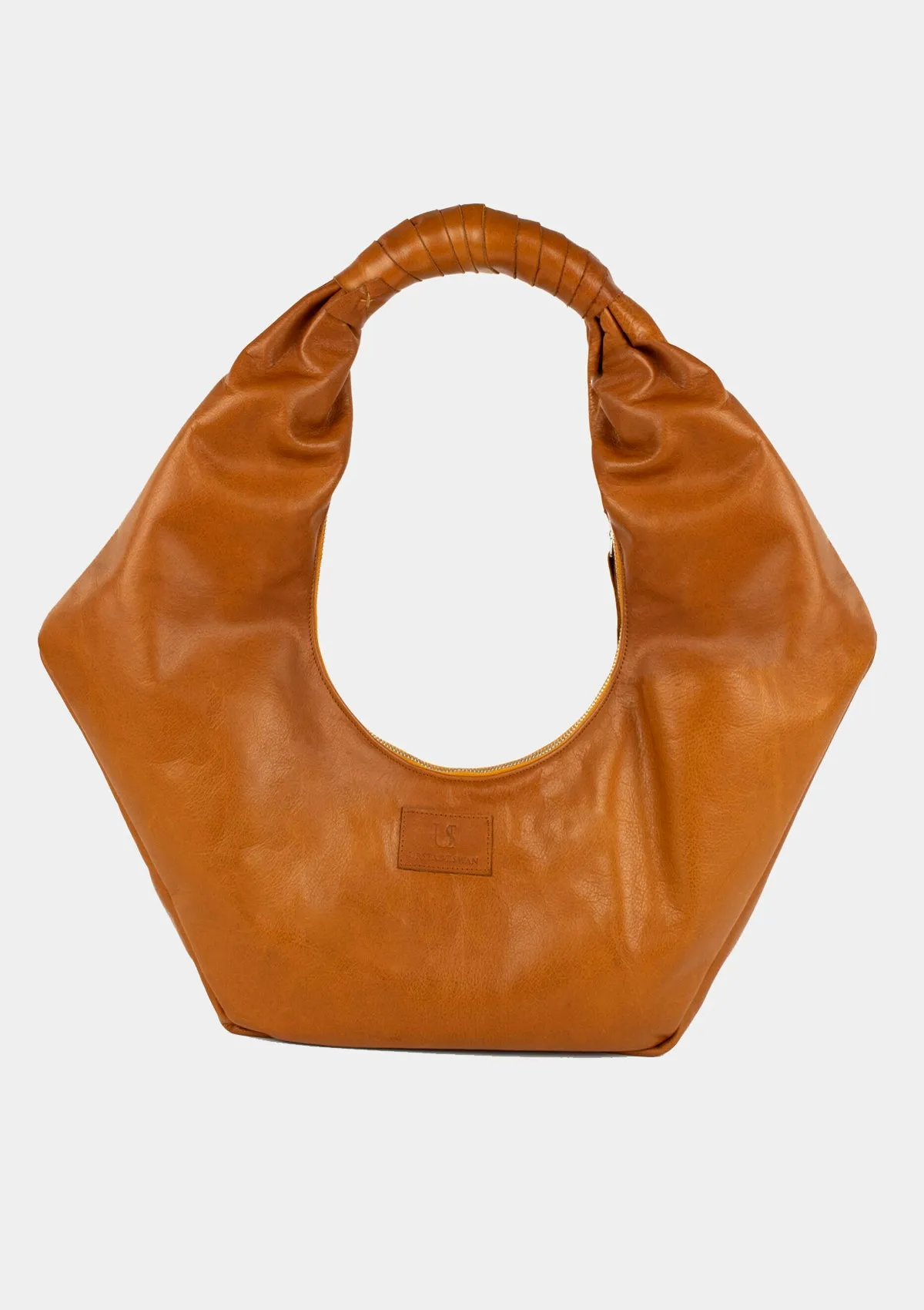 SULLIVAN LEATHER HOBO SHOULDER BAG IN COGNAC