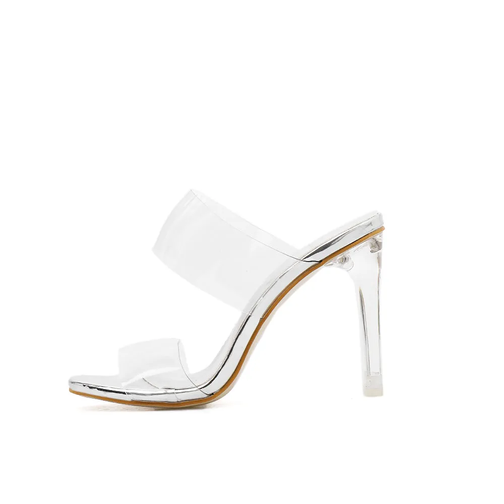 Transparent heeled Sandals Clear High Heels Slide Shoes for Women