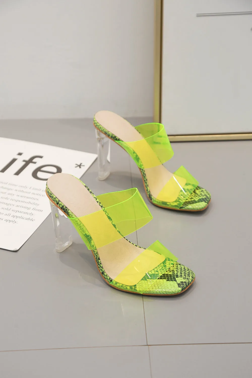 Transparent heeled Sandals Clear High Heels Slide Shoes for Women