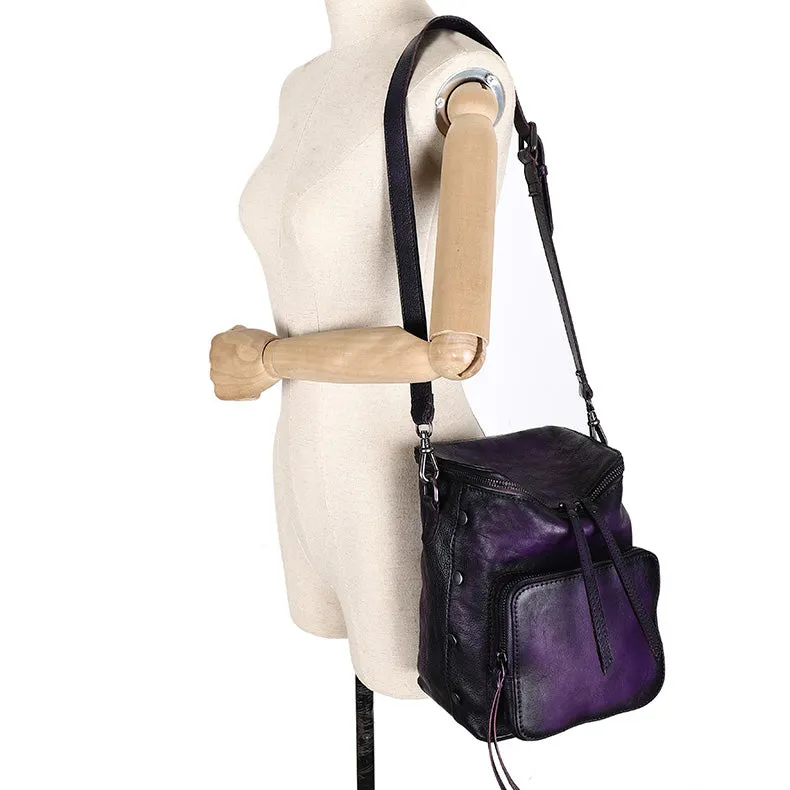 Vintage Green Leather Backpack Purse For Women Cross Shoulder Bag