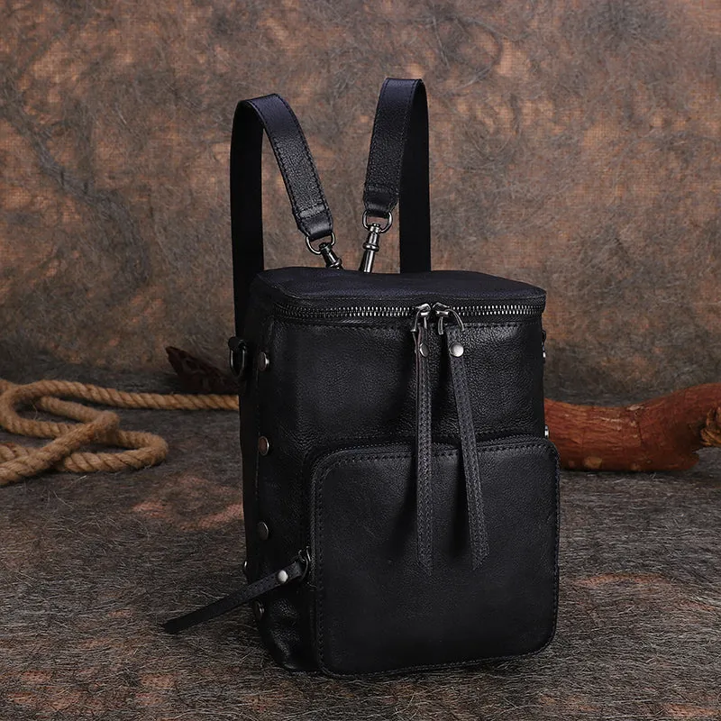 Vintage Green Leather Backpack Purse For Women Cross Shoulder Bag