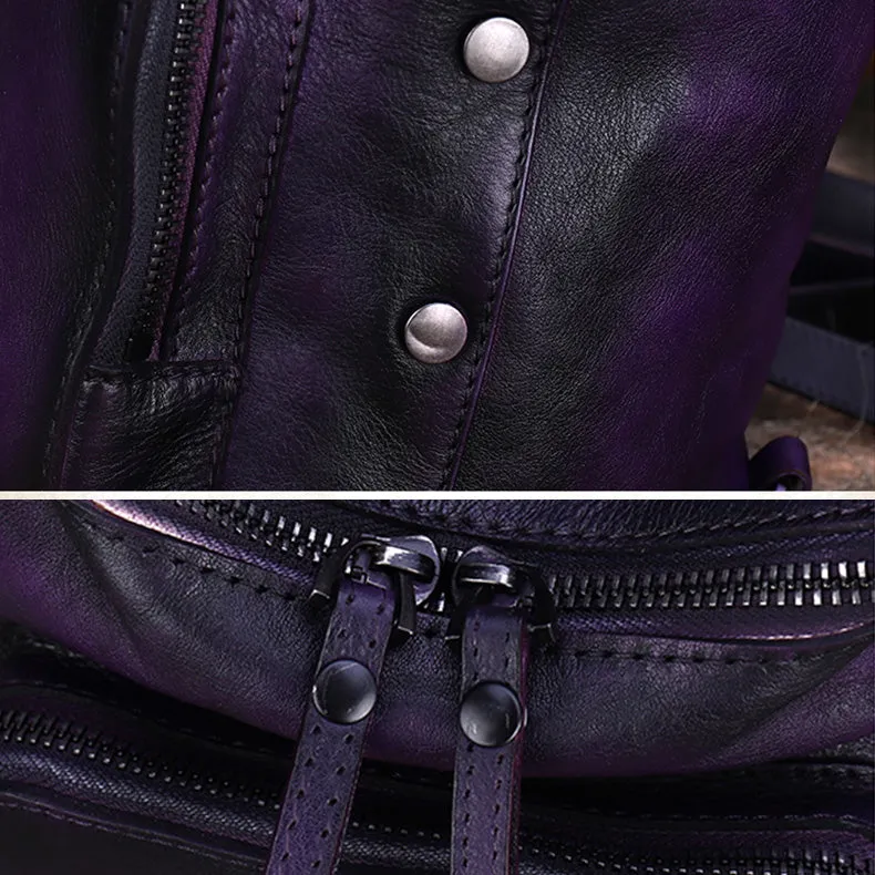 Vintage Green Leather Backpack Purse For Women Cross Shoulder Bag