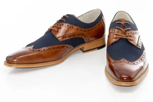 Whisky And Navy Brogue Wingtip Lace-Up
