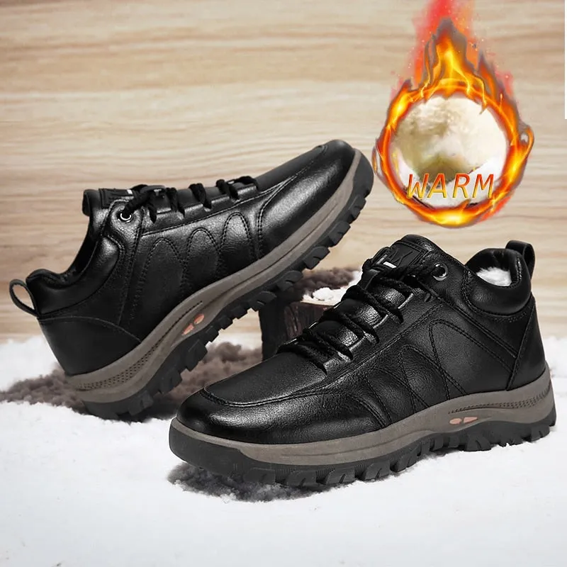 Winter Shoes for Men 2022 Pu Leather Warm Thick Sole Shoe Safety Wear-Resistant Outdoor Sports Men Casual Shoe Zapatillas Hombre