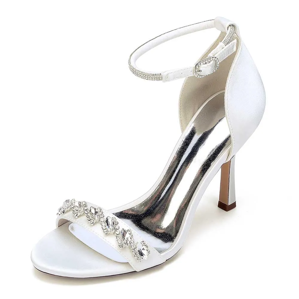 Women Ankle Straps Heels Wedding Shoes Hand-Made Bridal Pump Prom Heels