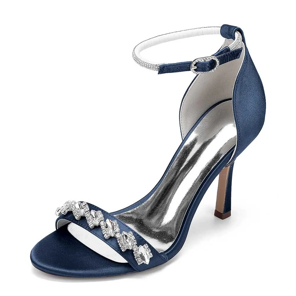 Women Ankle Straps Heels Wedding Shoes Hand-Made Bridal Pump Prom Heels