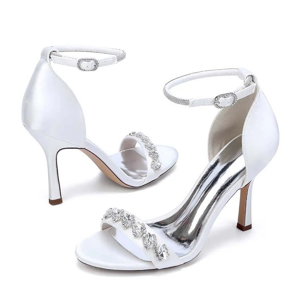 Women Ankle Straps Heels Wedding Shoes Hand-Made Bridal Pump Prom Heels
