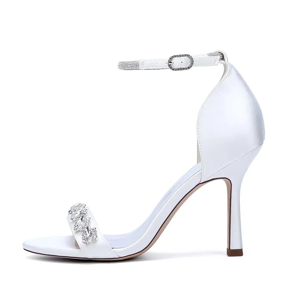 Women Ankle Straps Heels Wedding Shoes Hand-Made Bridal Pump Prom Heels