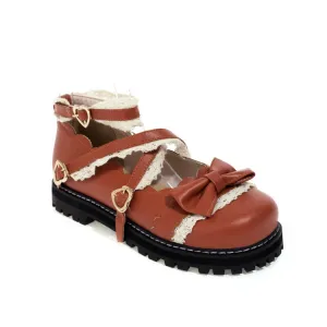 Women Bowtie Low Heel Platform Pumps