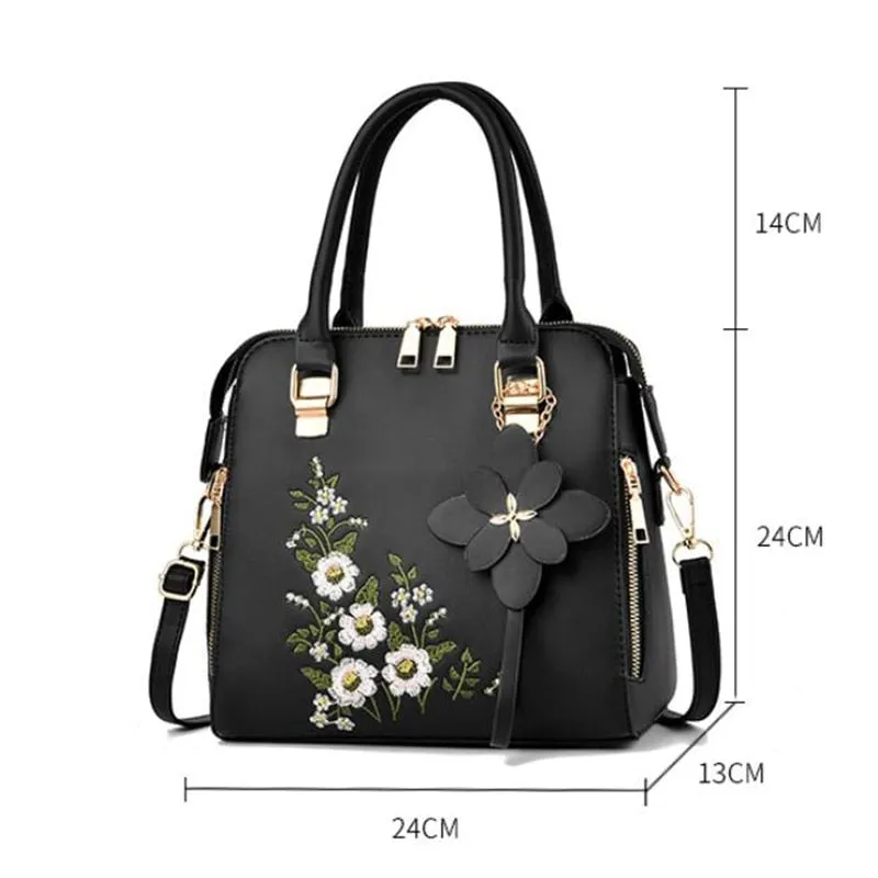 Women Leather Flower Handbags Messenger Bag Shoulder bags