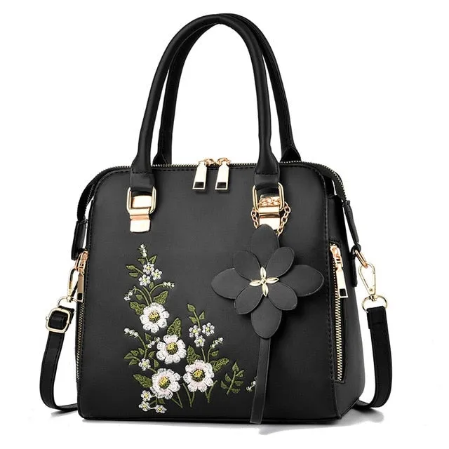 Women Leather Flower Handbags Messenger Bag Shoulder bags