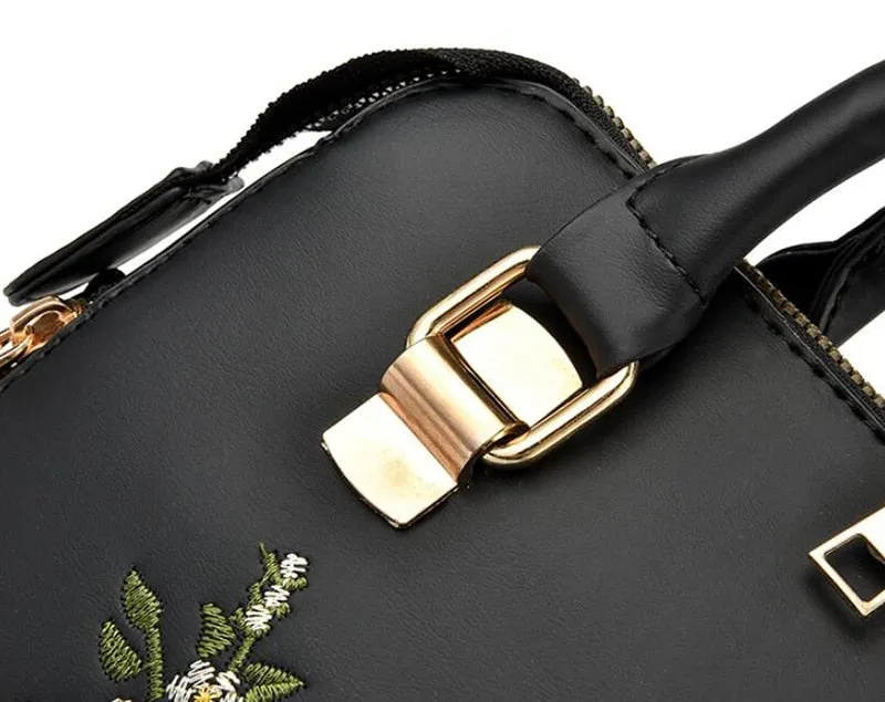 Women Leather Flower Handbags Messenger Bag Shoulder bags