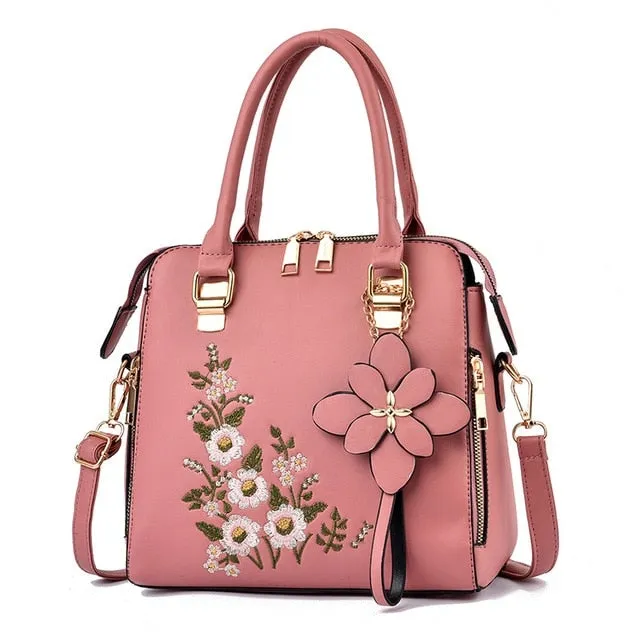 Women Leather Flower Handbags Messenger Bag Shoulder bags
