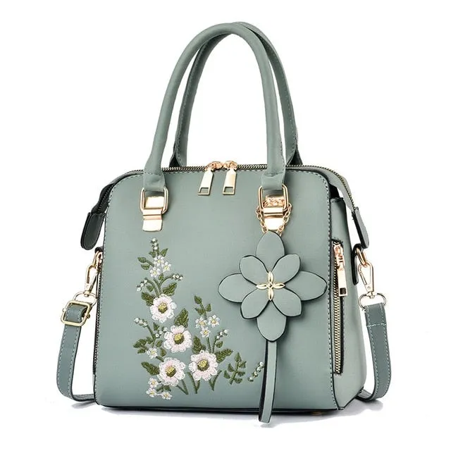 Women Leather Flower Handbags Messenger Bag Shoulder bags
