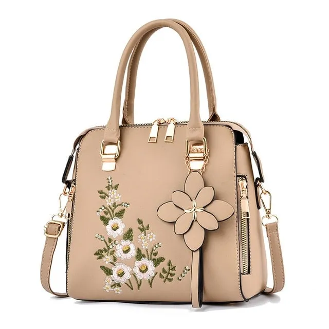 Women Leather Flower Handbags Messenger Bag Shoulder bags