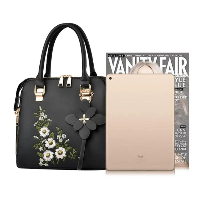 Women Leather Flower Handbags Messenger Bag Shoulder bags
