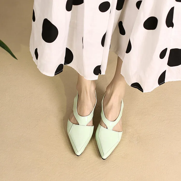 Women's Candy Color Hollow Out Medium Heel Slingback Sandals