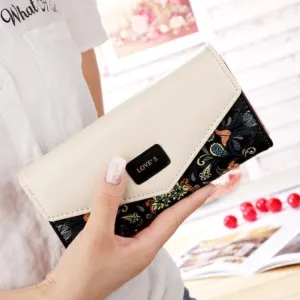 Women's Long 3 Fold Floral Wristlet Clutch