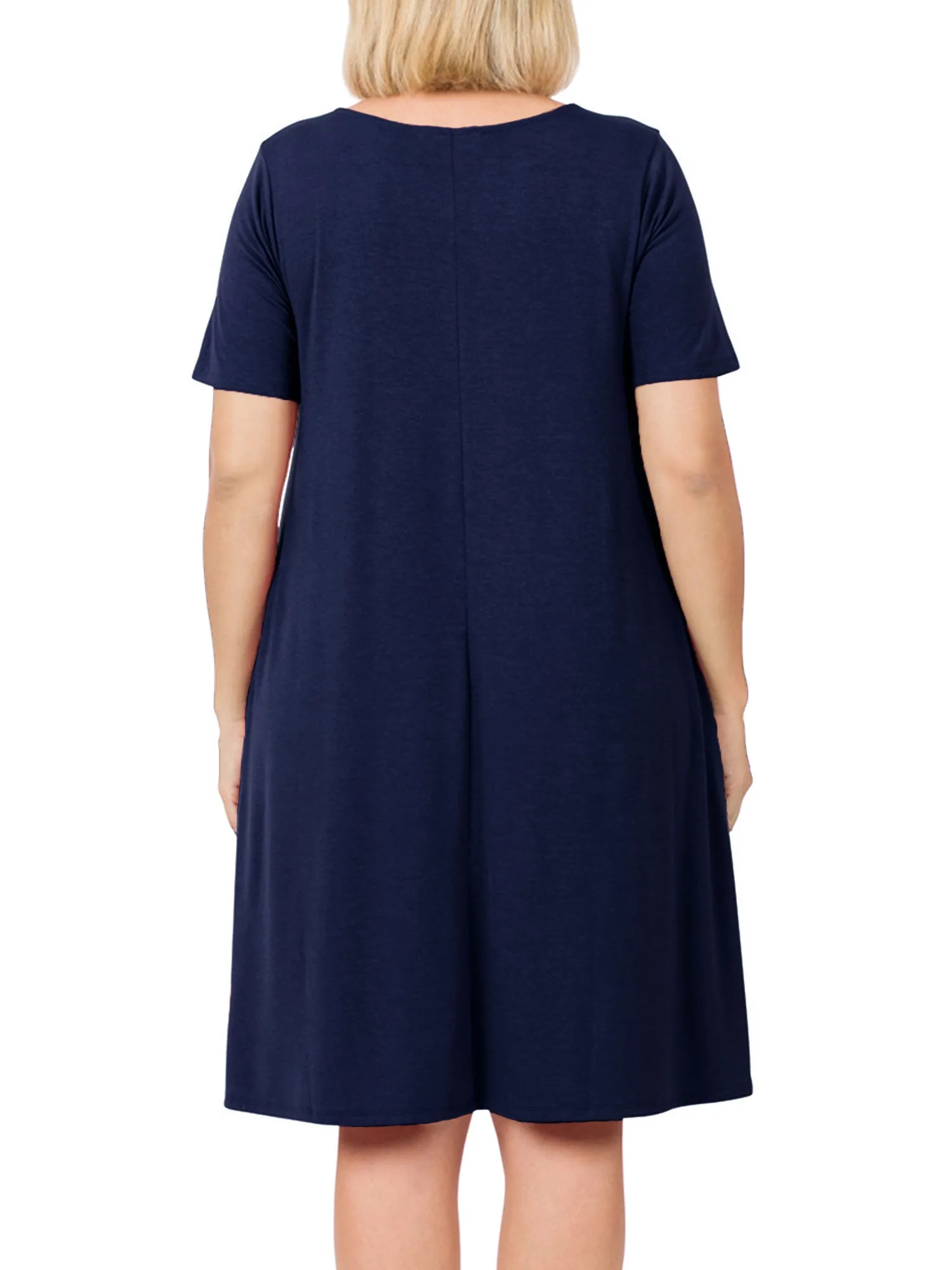 Womens Plus Size Knee High Flared Comfy Dress with Pockets