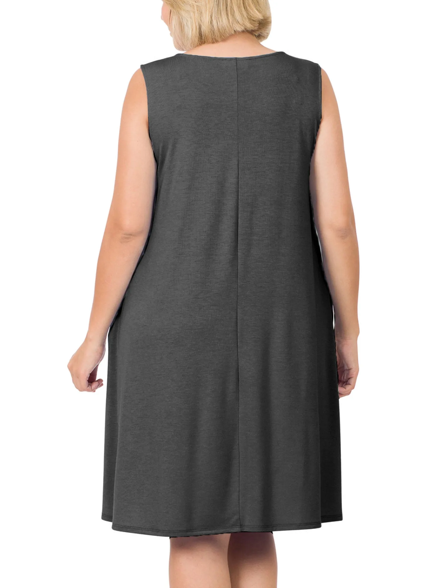 Womens Plus Size Knee High Flared Comfy Dress with Pockets