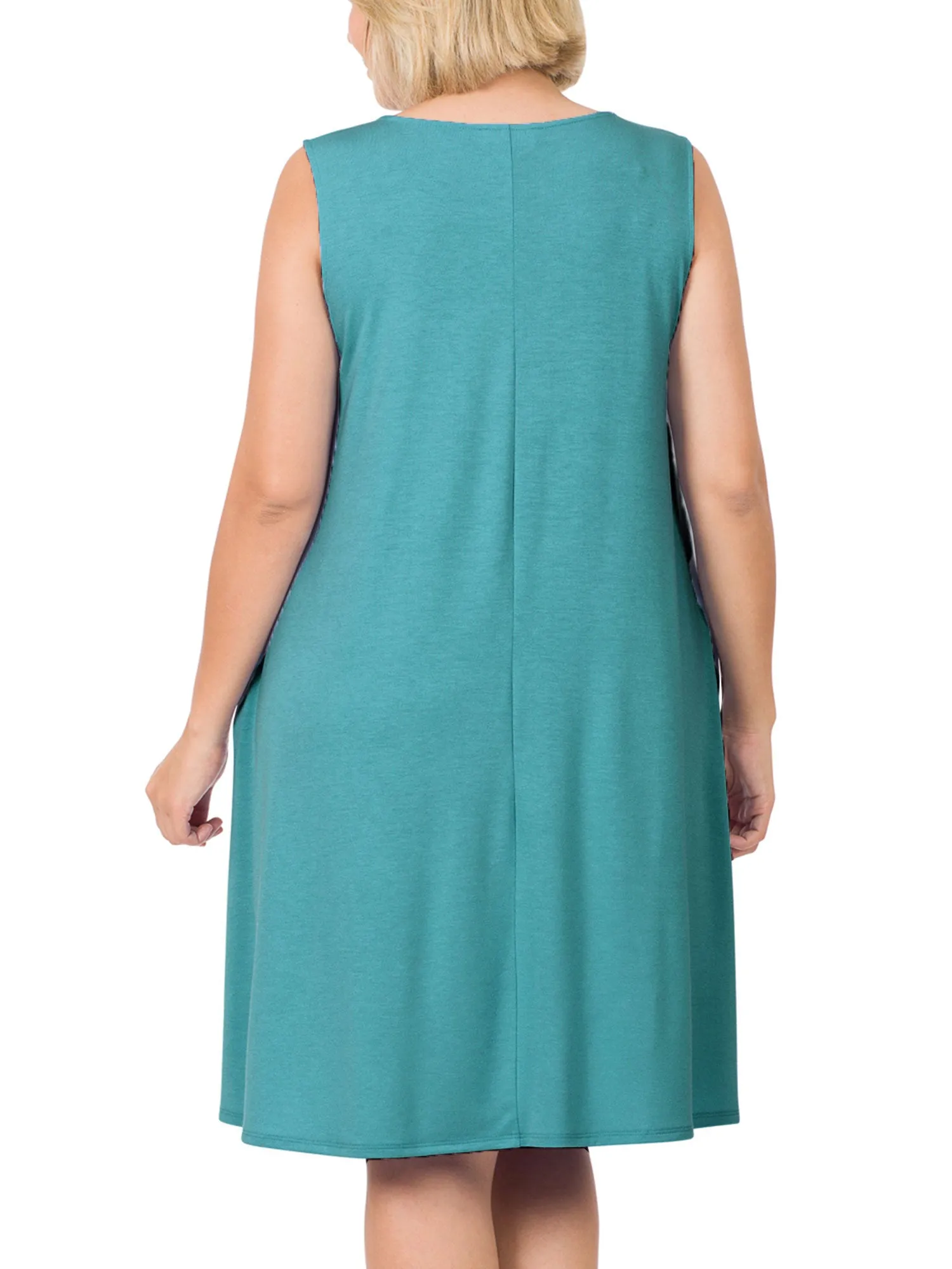 Womens Plus Size Knee High Flared Comfy Dress with Pockets