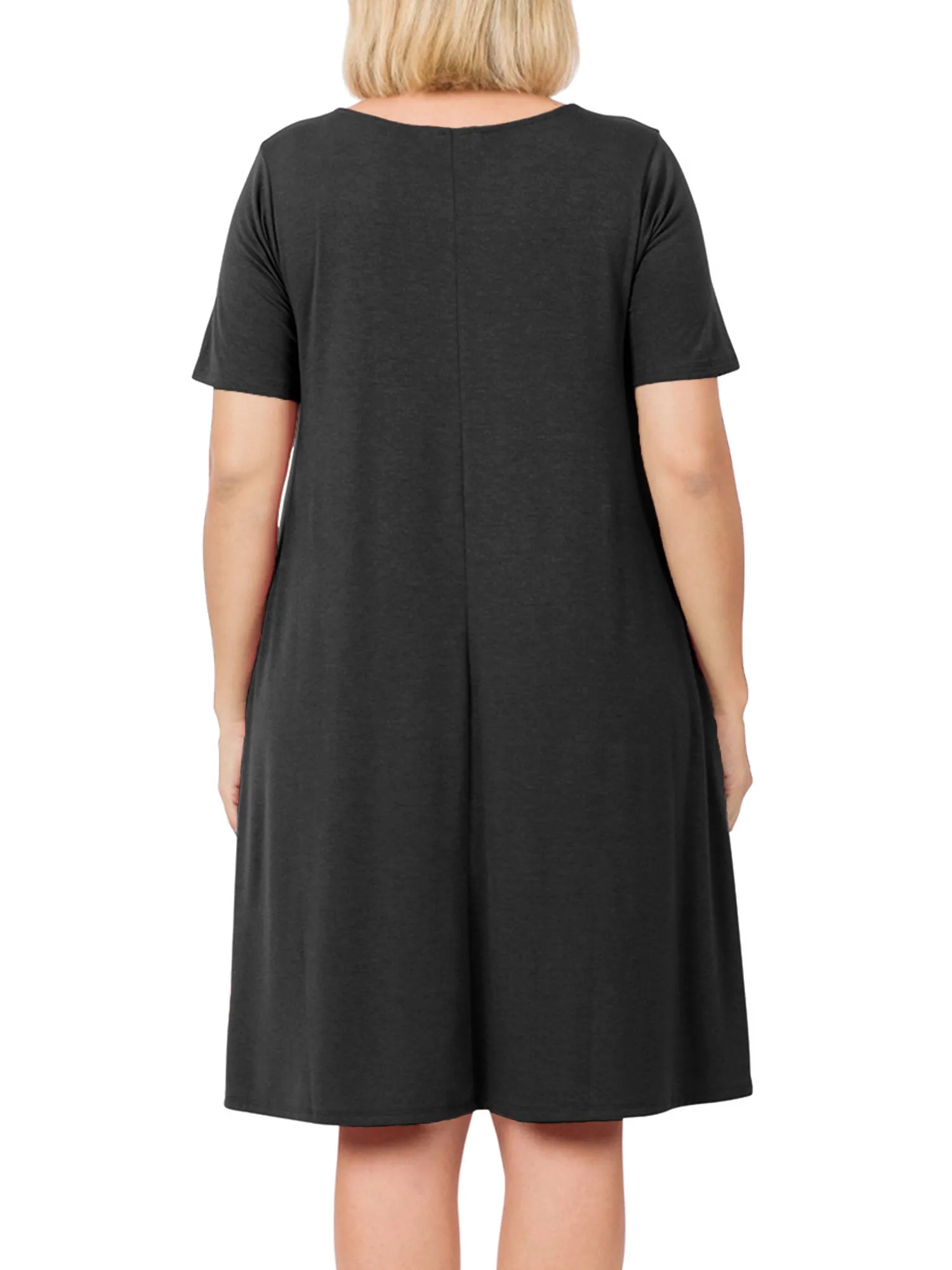 Womens Plus Size Knee High Flared Comfy Dress with Pockets