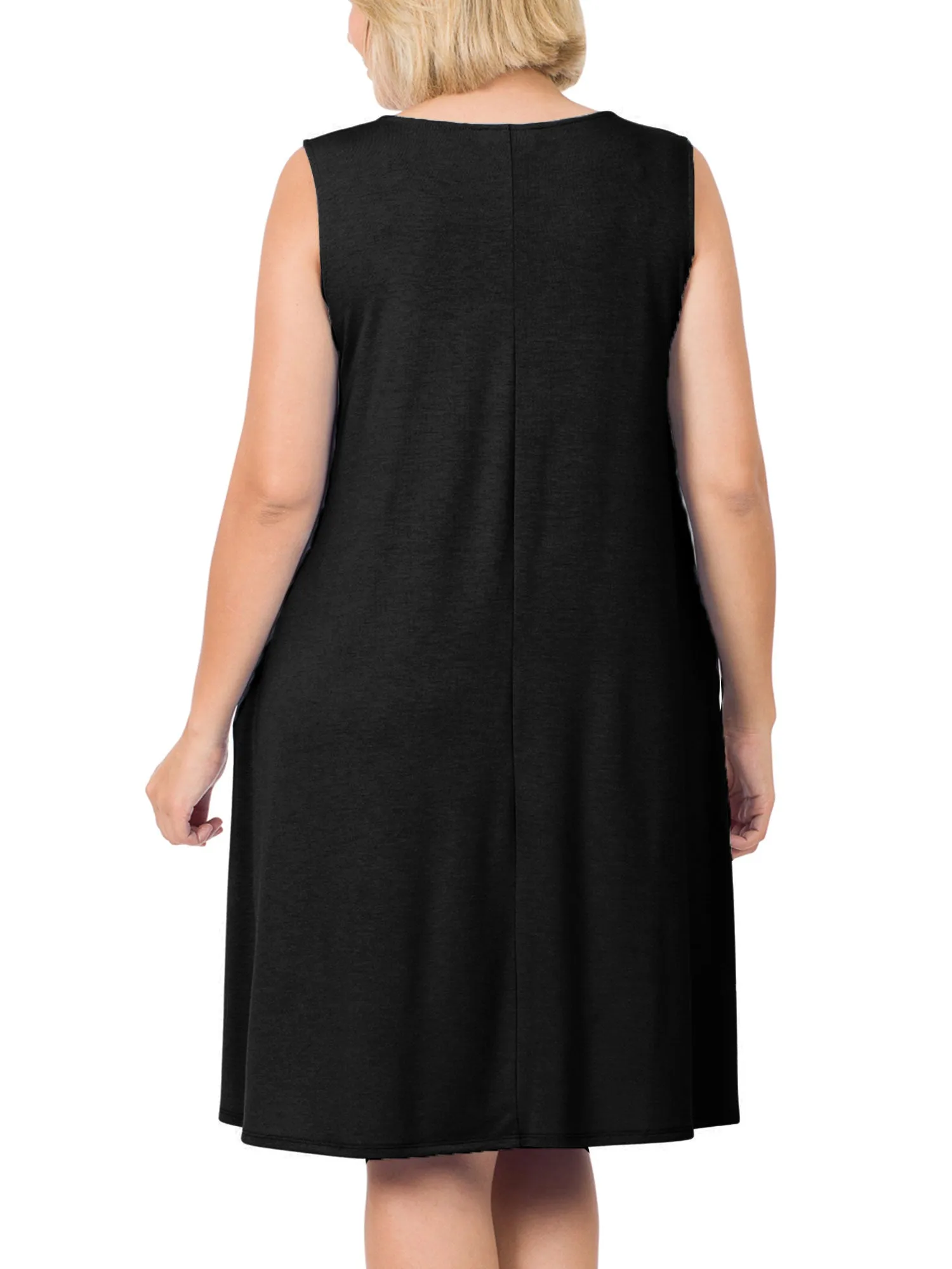 Womens Plus Size Knee High Flared Comfy Dress with Pockets