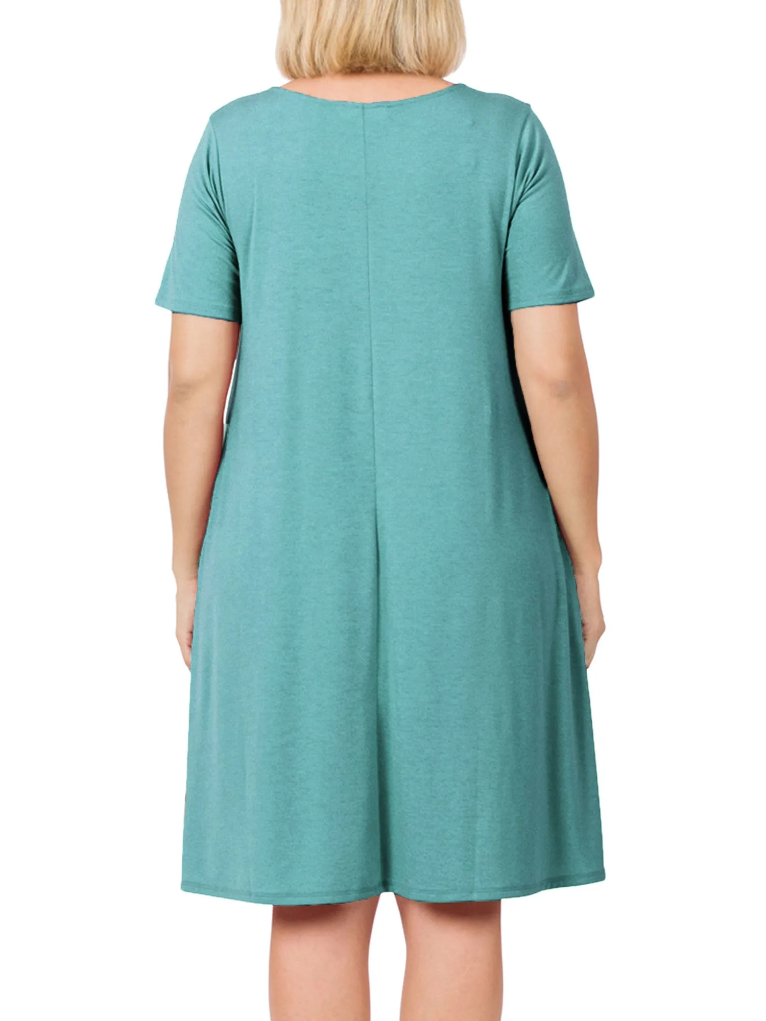 Womens Plus Size Knee High Flared Comfy Dress with Pockets