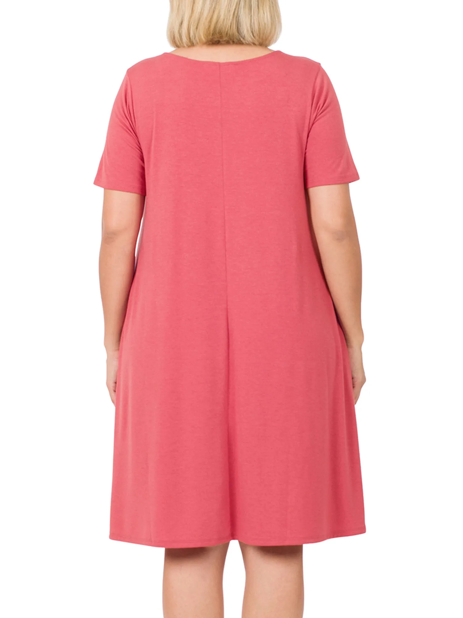 Womens Plus Size Knee High Flared Comfy Dress with Pockets