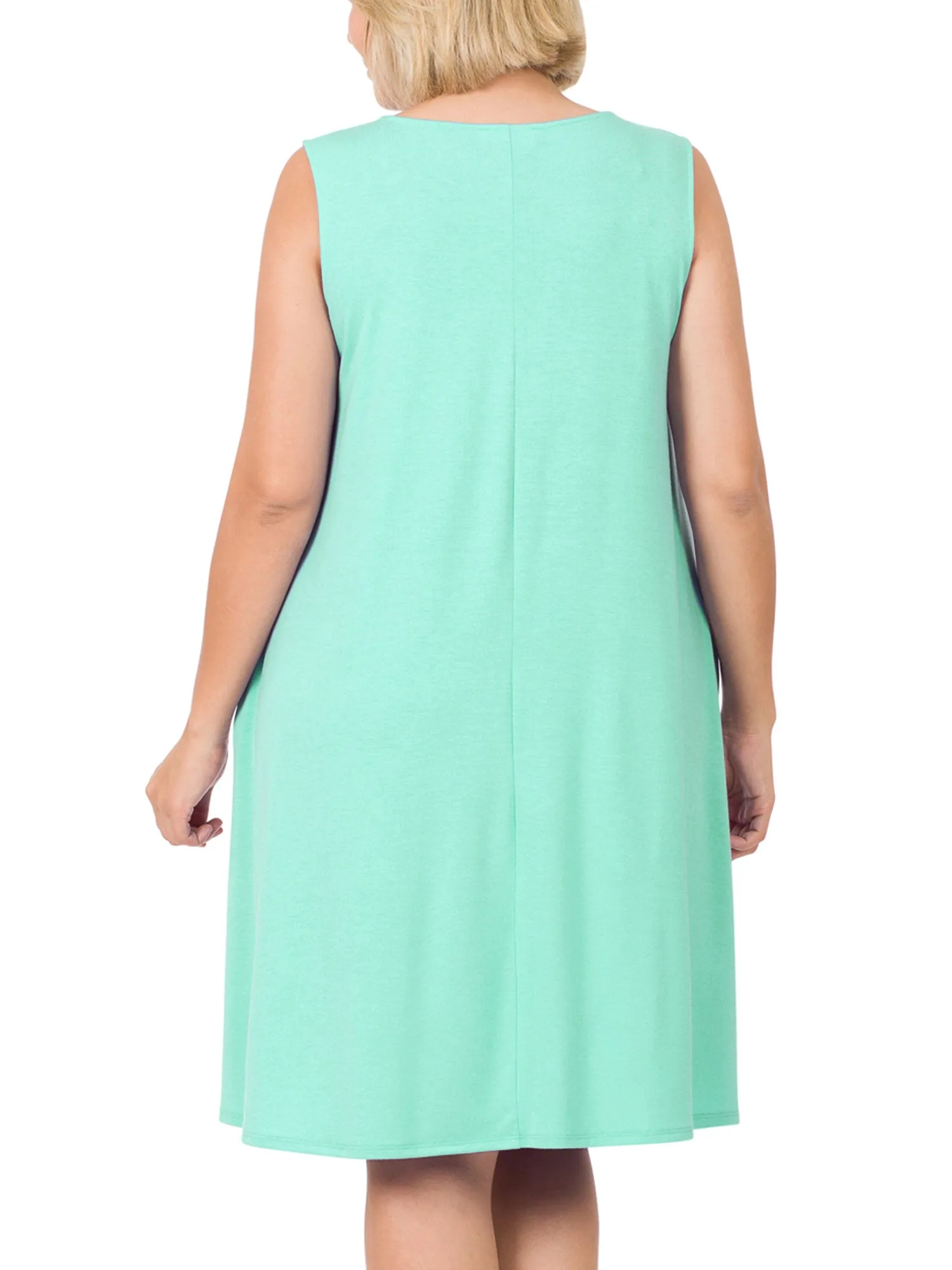 Womens Plus Size Knee High Flared Comfy Dress with Pockets