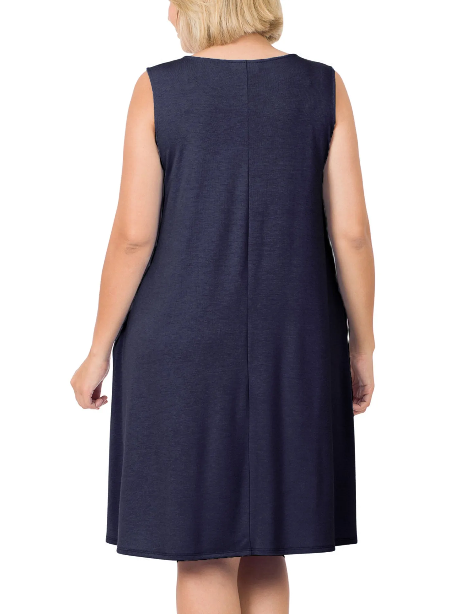 Womens Plus Size Knee High Flared Comfy Dress with Pockets