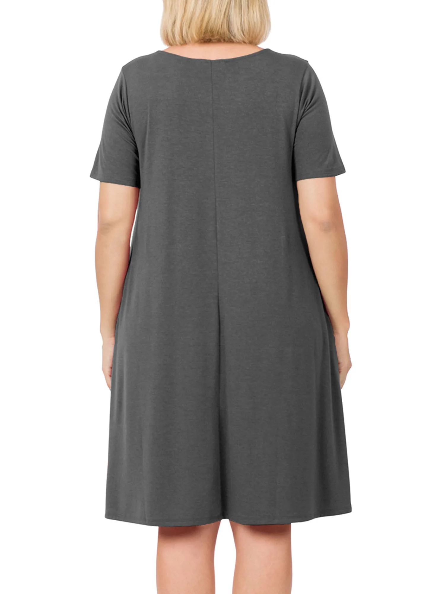 Womens Plus Size Knee High Flared Comfy Dress with Pockets