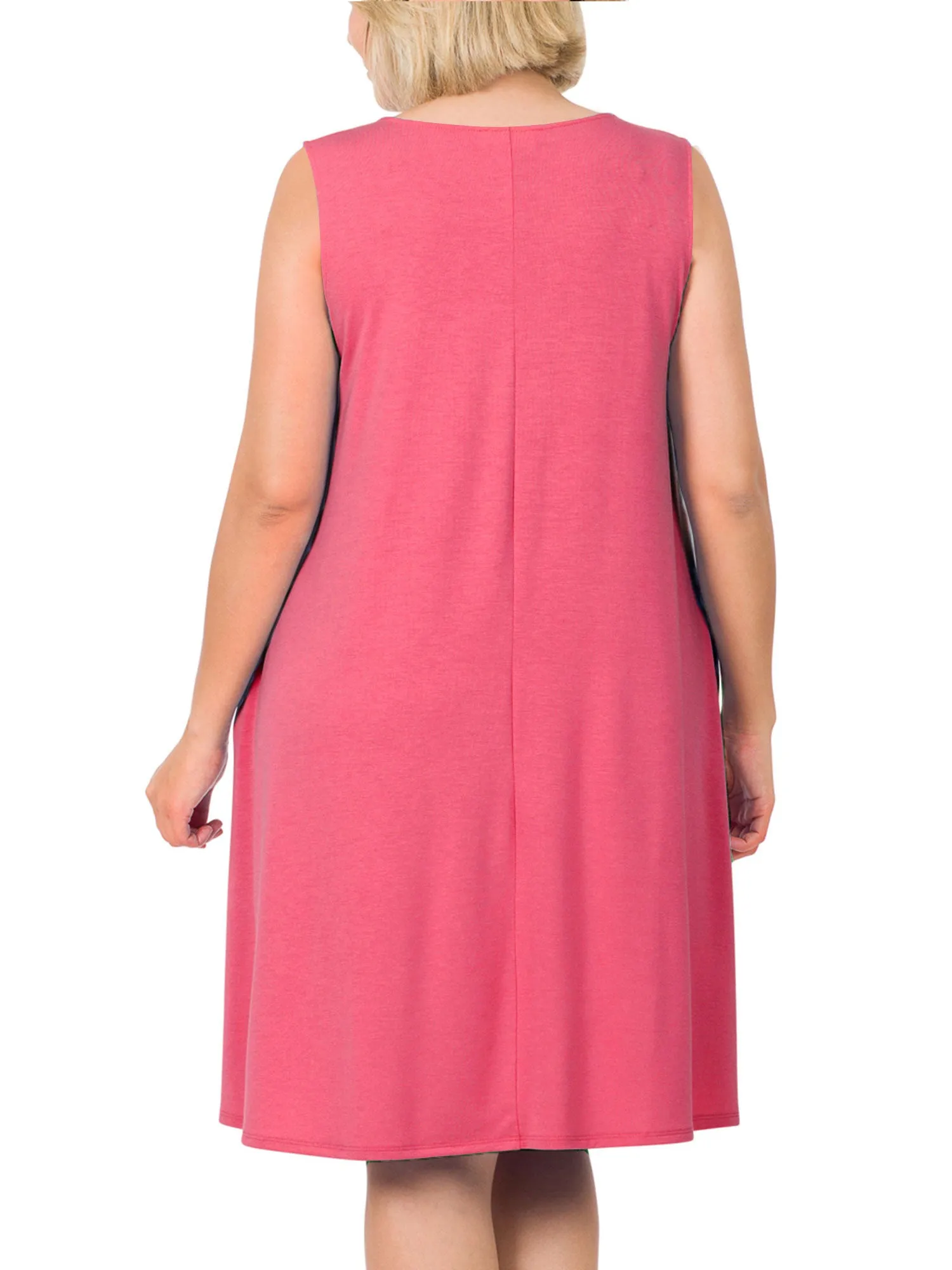 Womens Plus Size Knee High Flared Comfy Dress with Pockets