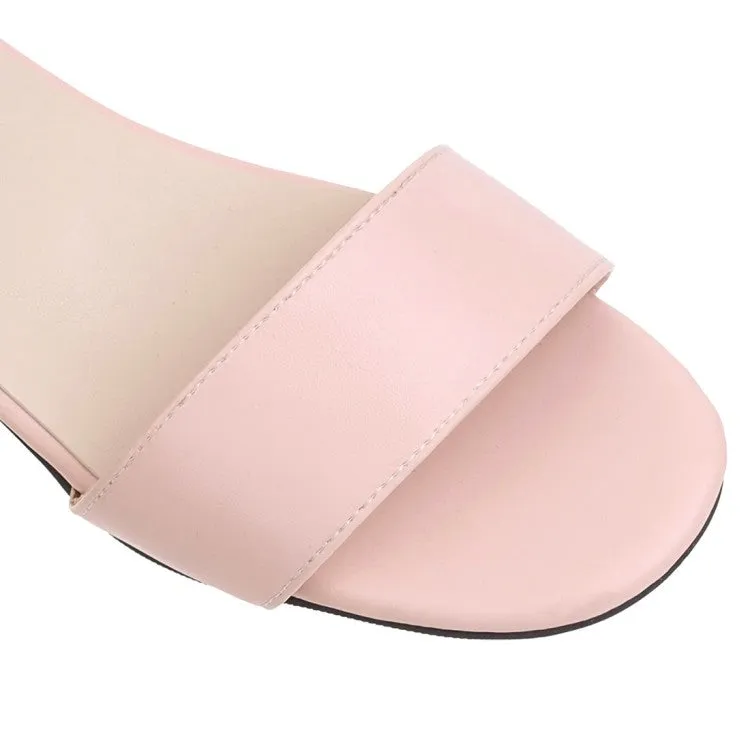 Women's Solid Color Ankle Strap Pearls Hollow Out Block Heel Low Heels Sandals