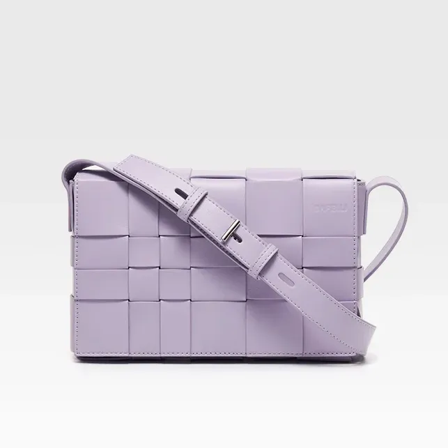 Woven Genuine Leather Box Shoulder Crossbody Bag