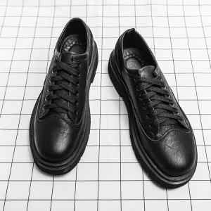 Xituodai  Retro Solid Color Rubber Sole Business Men's Shoes Autumn New Men Casual Shoes Thick Bottom Heightened Casual Leather Shoes