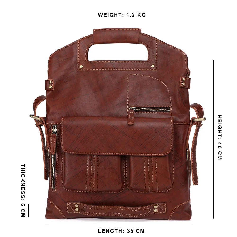 YAAGLE Mens  3-in-1 Leather Messenger Bag /Crossbody Bag /Briefcase Case /Vintage Genuine Leather College Backpack YG6388